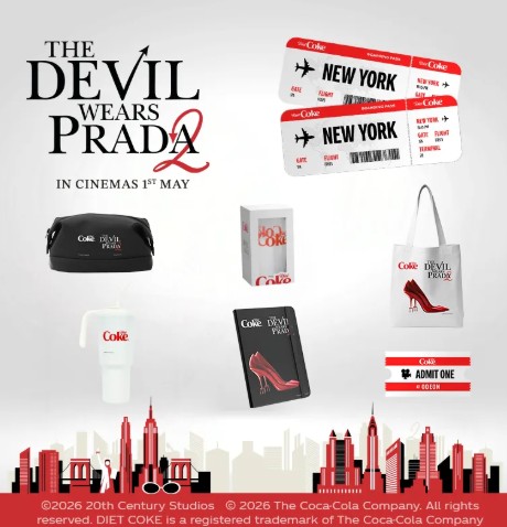 Site Coca Anglais pour la sortie du film Prada 2 - Présentation des lots